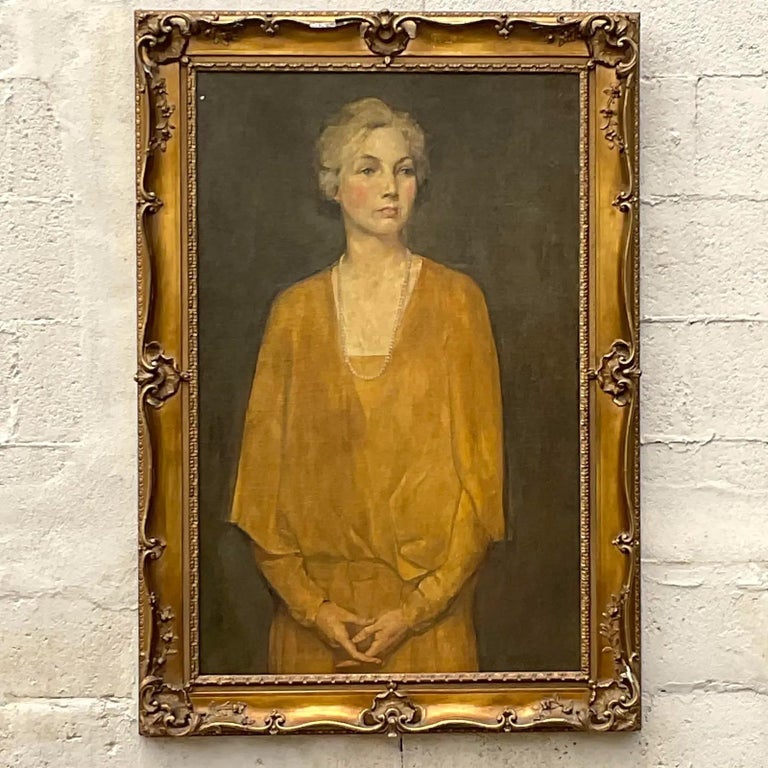 Vintage Original Oil Portrait of Woman For Sale at 1stDibs