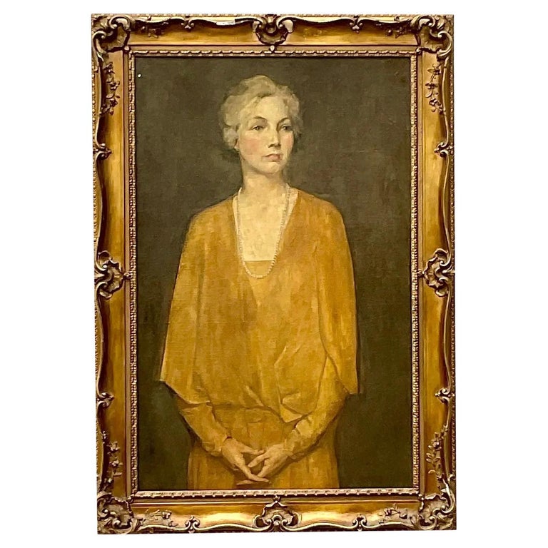 Vintage Original Oil Portrait of Woman For Sale at 1stDibs