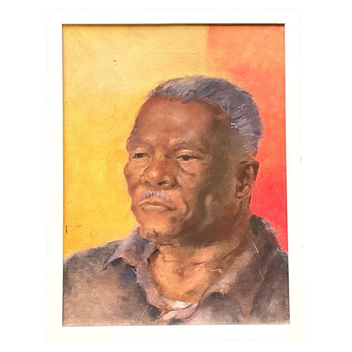 Vintage Original Öl Porträt auf Leinwand