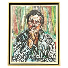 Vintage Original Öl Porträt auf Leinwand