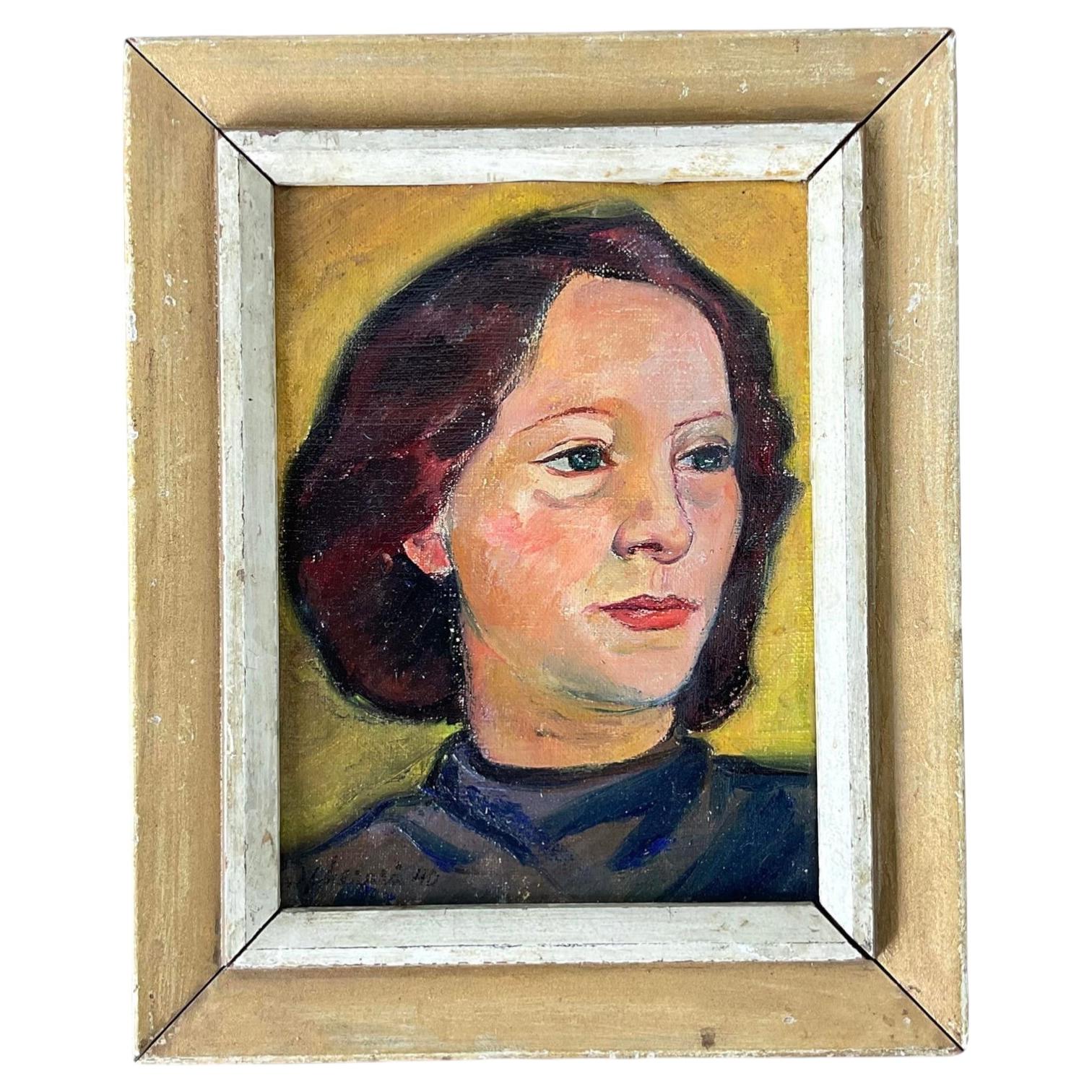 Vintage Original Oil Portrait on Canvas