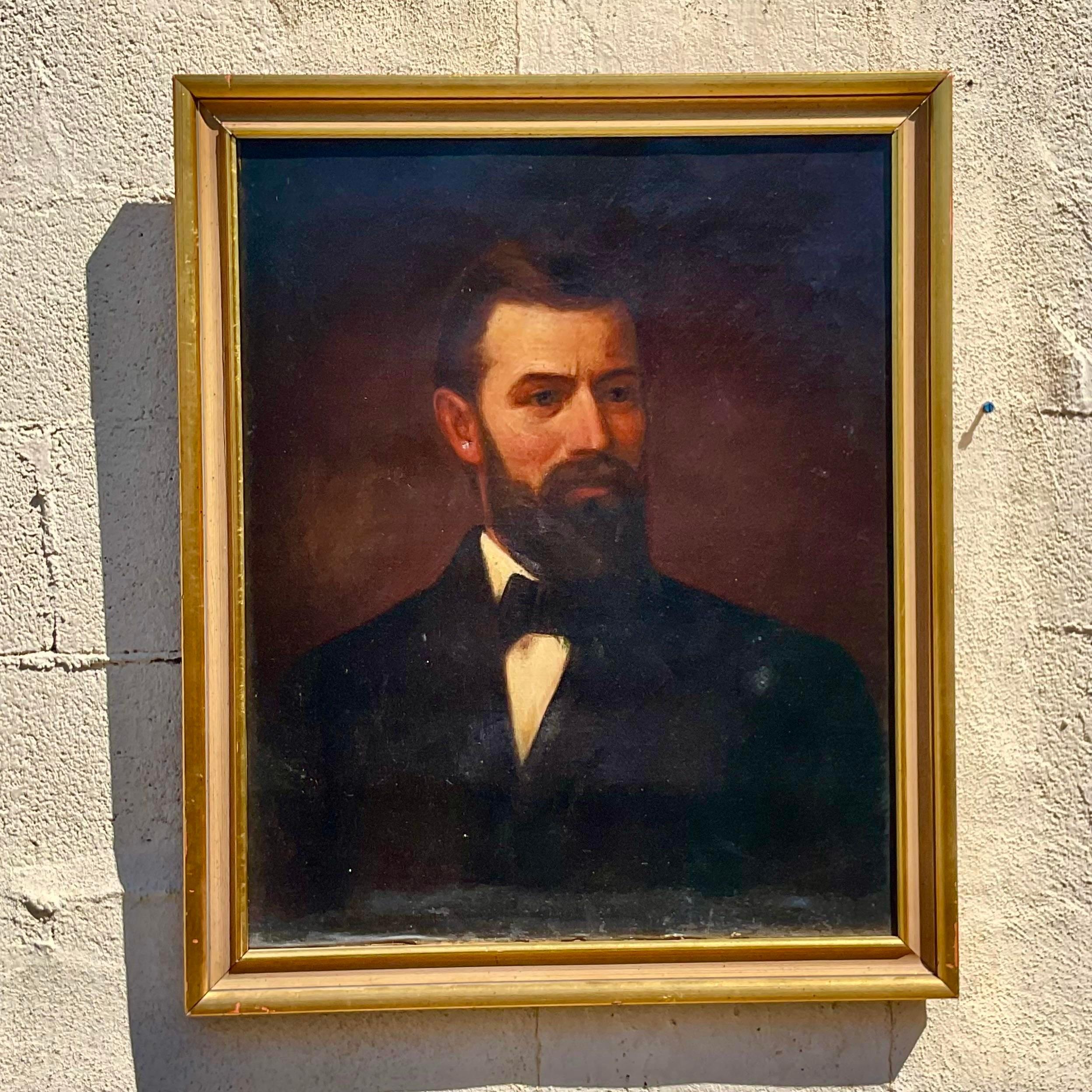 Embrace eclectic charm with our Vintage Boho Original Oil Portrait On Canvas. This one-of-a-kind piece exudes the warmth and character of Americana, capturing the essence of bygone eras with its hand-painted beauty. Perfect for adding a unique focal