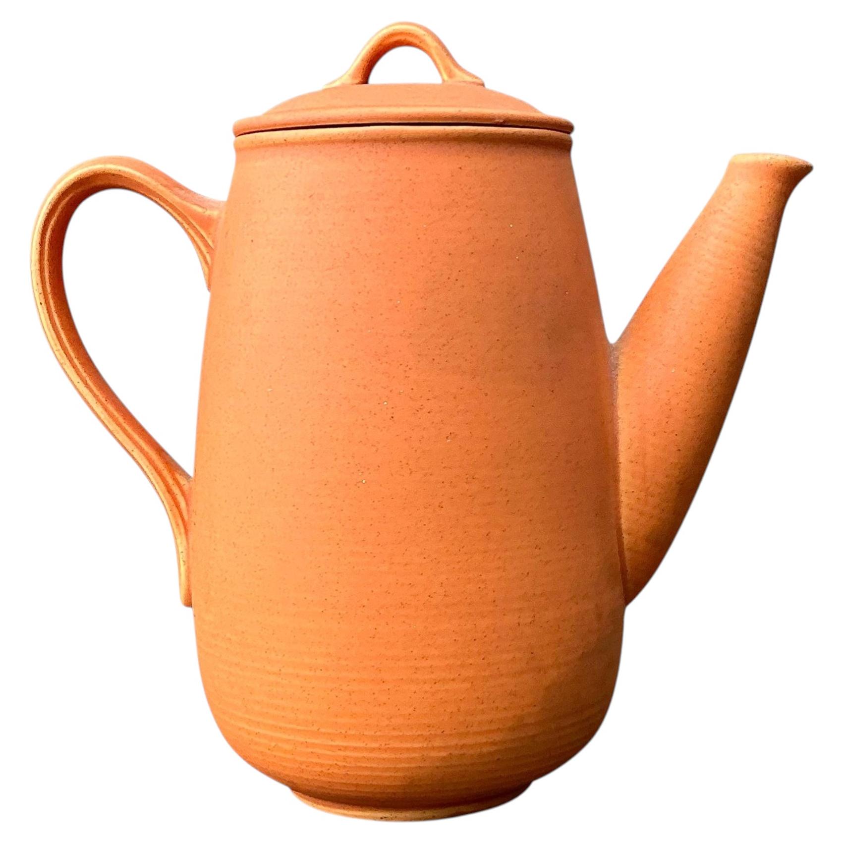 Vintage Original Orange Studio Pottery Coffee Pot For Sale