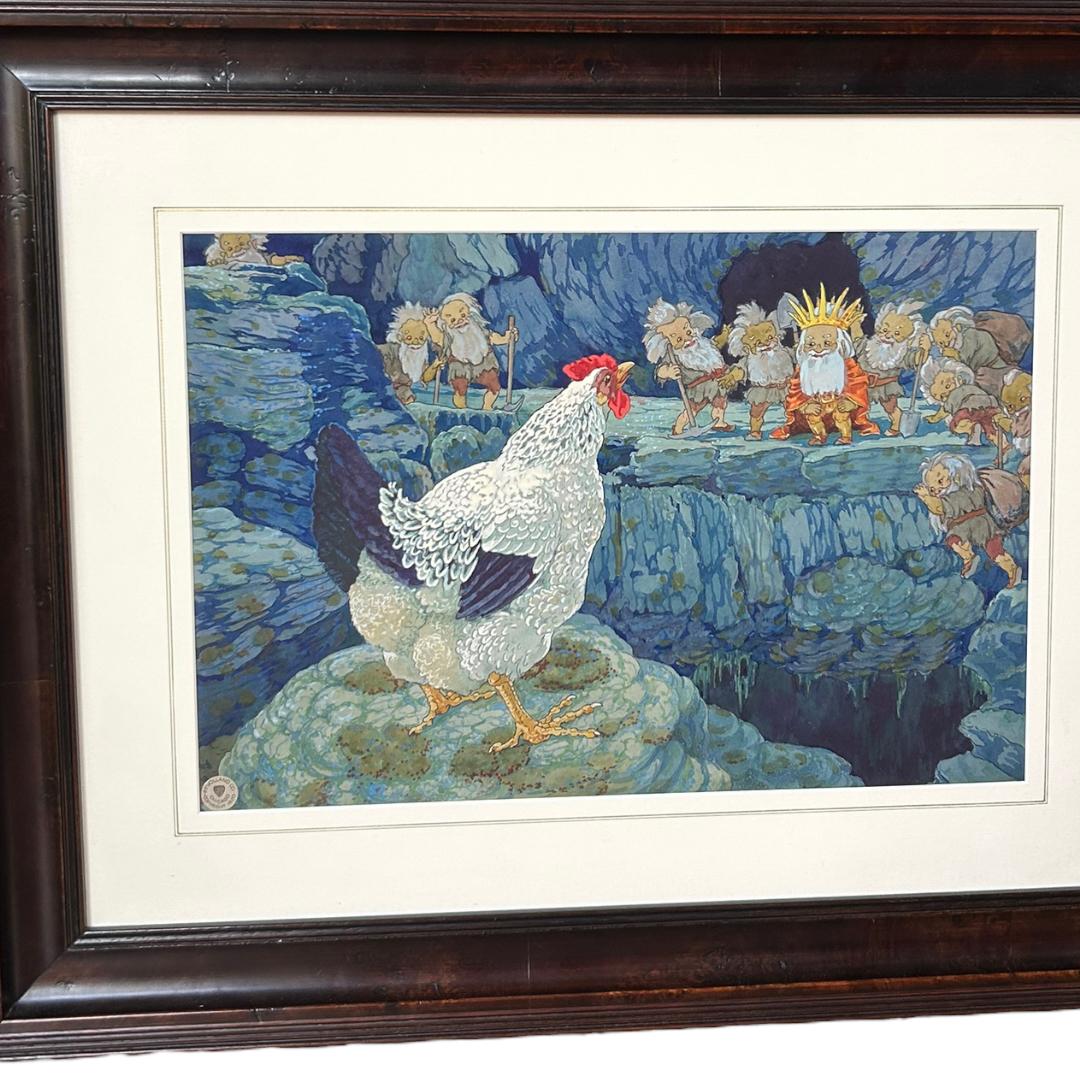 This is a vintage watercolor painting with a copyright date of 1920.  The artwork is an original piece, not a reproduction.  The painting was reproduced as a full-page four color illustration in the Volland Edition (1915) of “Mother Goose”.  The