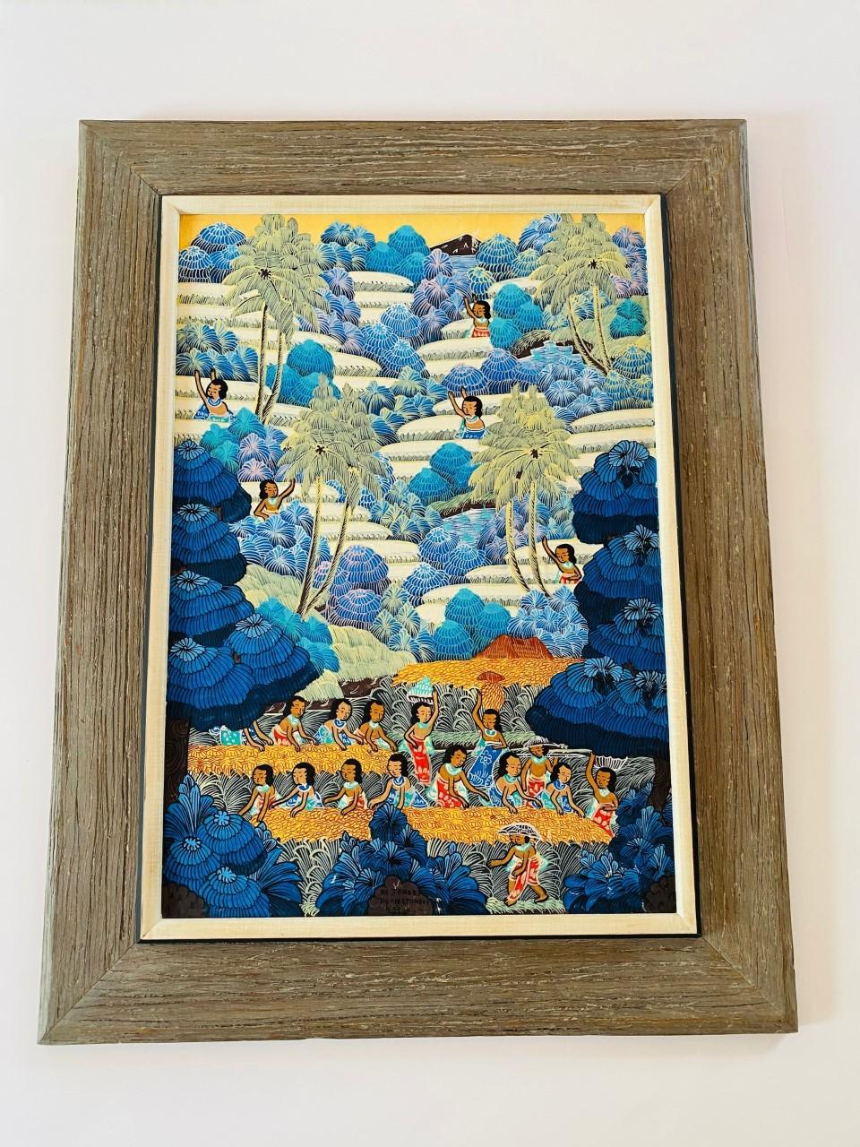 Peinture originale vintage « Life in Penestanan » (La vie à Penestanan) de Kt. Teker en vente 2