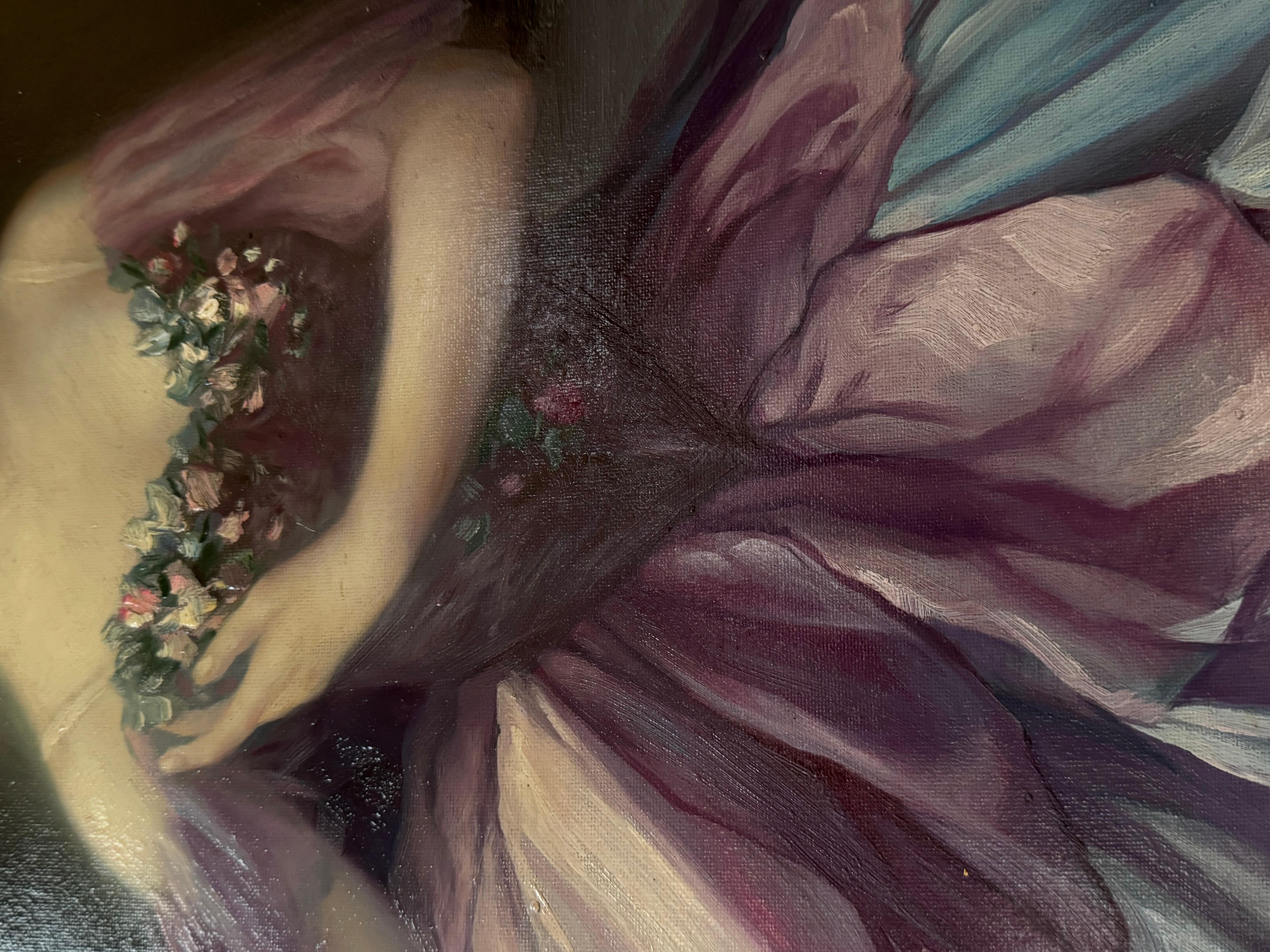 Ritratto di ballerina d'epoca di metà secolo, olio su tela in vendita 5