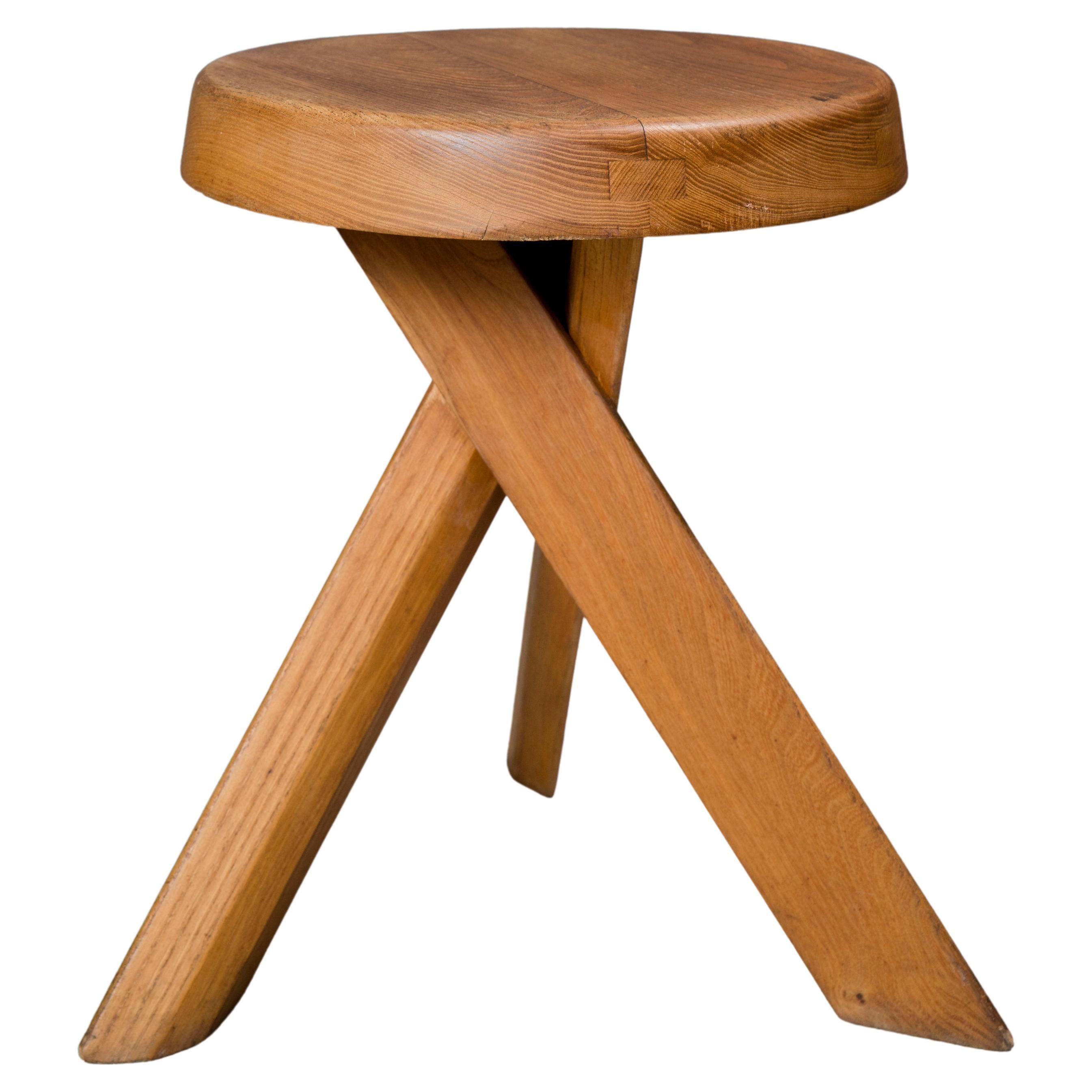 Vintage Original Pierre Chapo Stool in French Elm S31 For Sale
