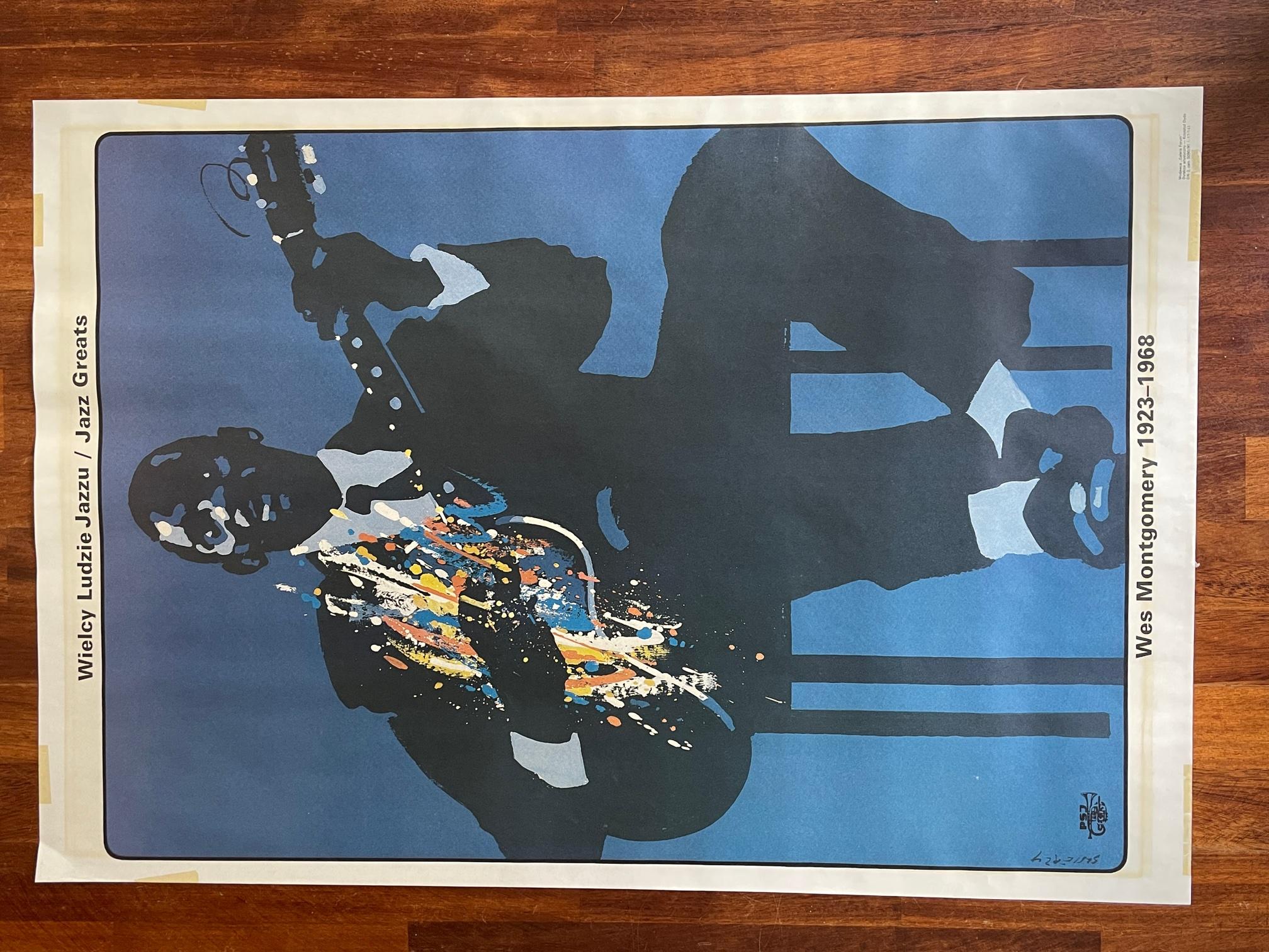 Beautiful original poster by Waldemar Swierzy. This famous artist is known for its music, event, exhibition posters. This specific one was made for a jazz festival and is an tribute to Wes Montgomery. Real good condition. minor decoloration.