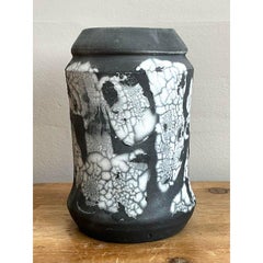 Vaso originale d'epoca in ceramica cotta Raku