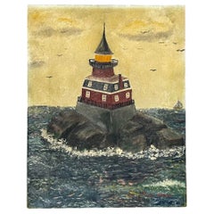 Vintage Original Seascape Oil on Canvas