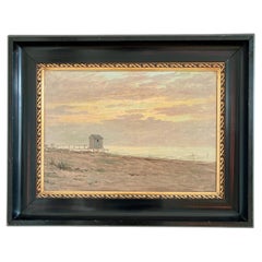 Vintage Original Seascape Oil Painting, Signed Beachside Art