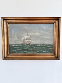 Vintage Original Seascape Ölgemälde, signiert Coastal Art