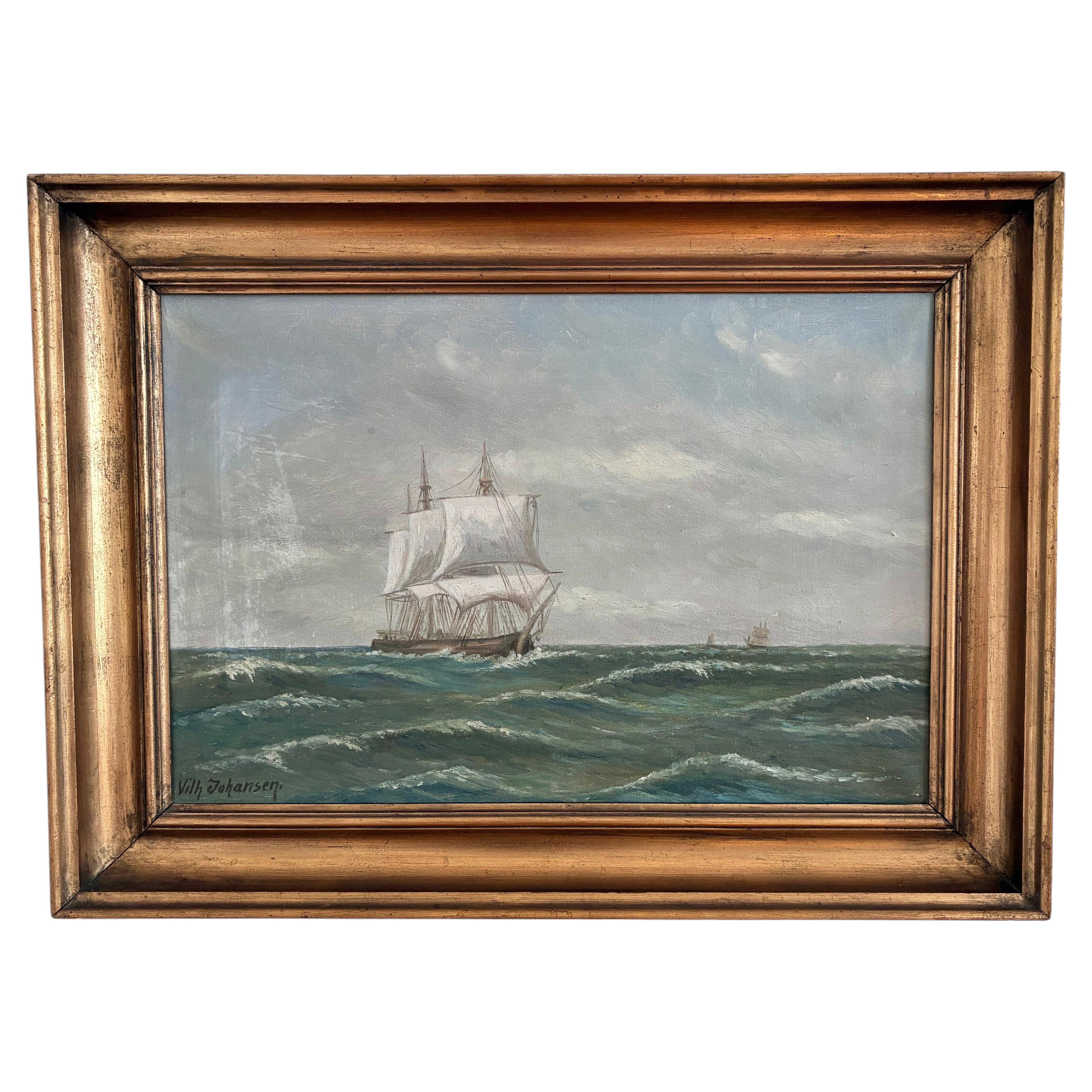 Vintage Original Seascape Oil Painting, Signed Coastal Art