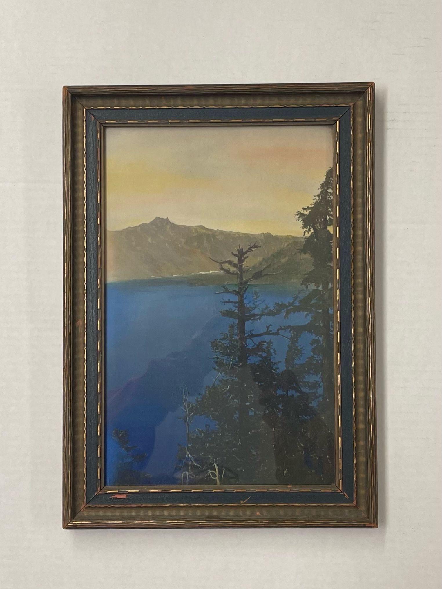 Vintage Landscape Artwork on Paper within a Wooden Frame. Possibly 1930s Frame. Possibly Pen Watercolor. Unsigned. Vintage Condition Consistent with Age as Pictured.

Dimensions. 12 W ; 1 D ; 16 1/2 H