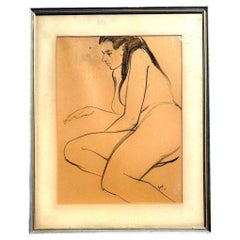 Vintage Original Signed Figure Drawing