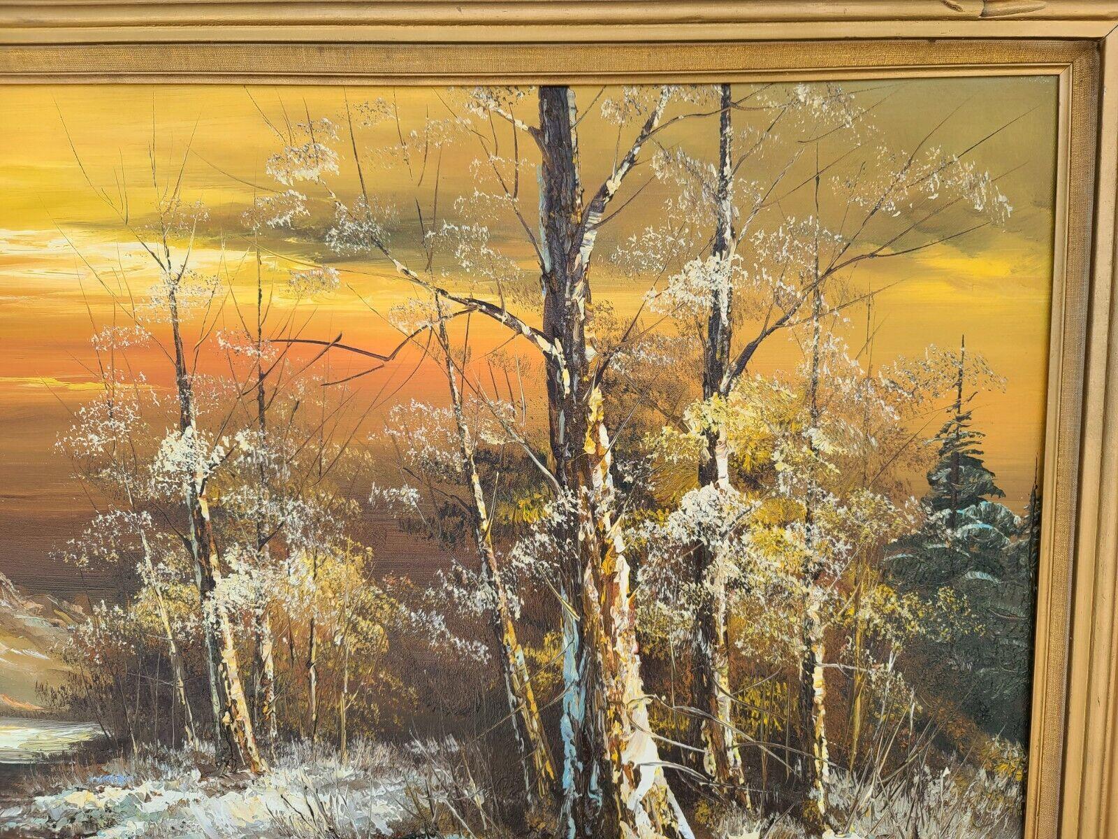 20ième siècle Peinture à l'huile originale de paysage vintage signée G Whitman en vente