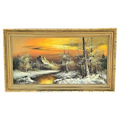 Vintage Original Firmado G Whitman Paisaje Pintura al Óleo