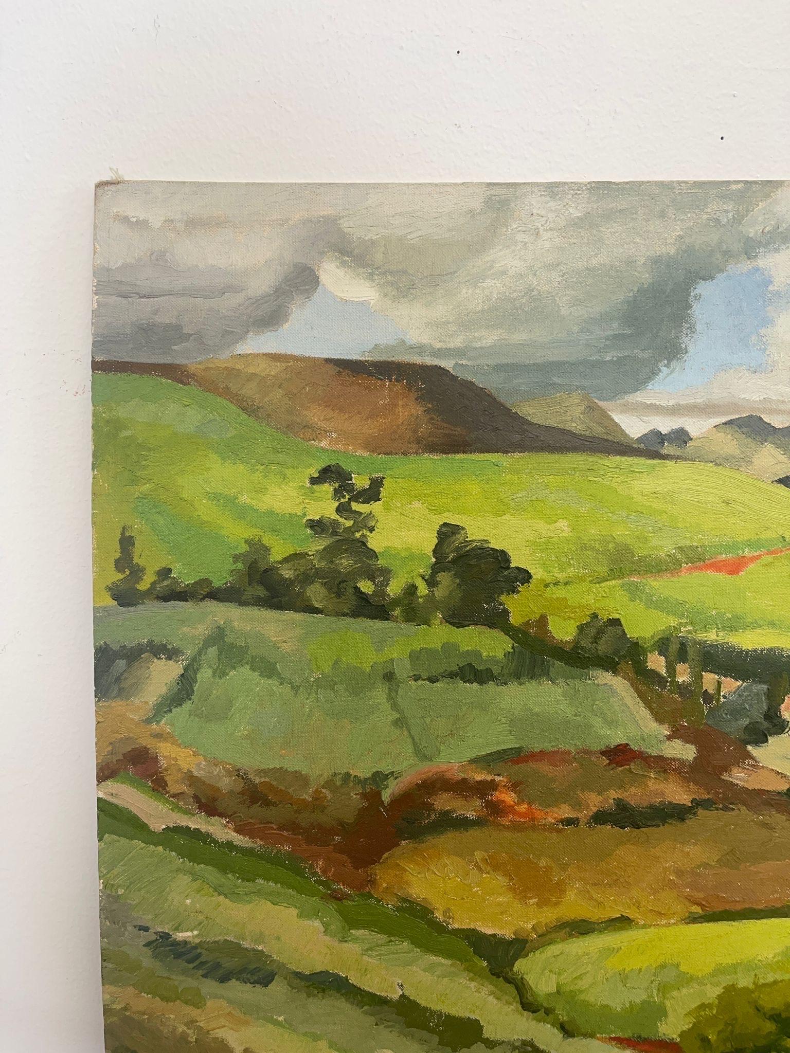 Mid-20th Century Vintage Original Signed Landscape Painting on Canvas. Circa 1954 For Sale