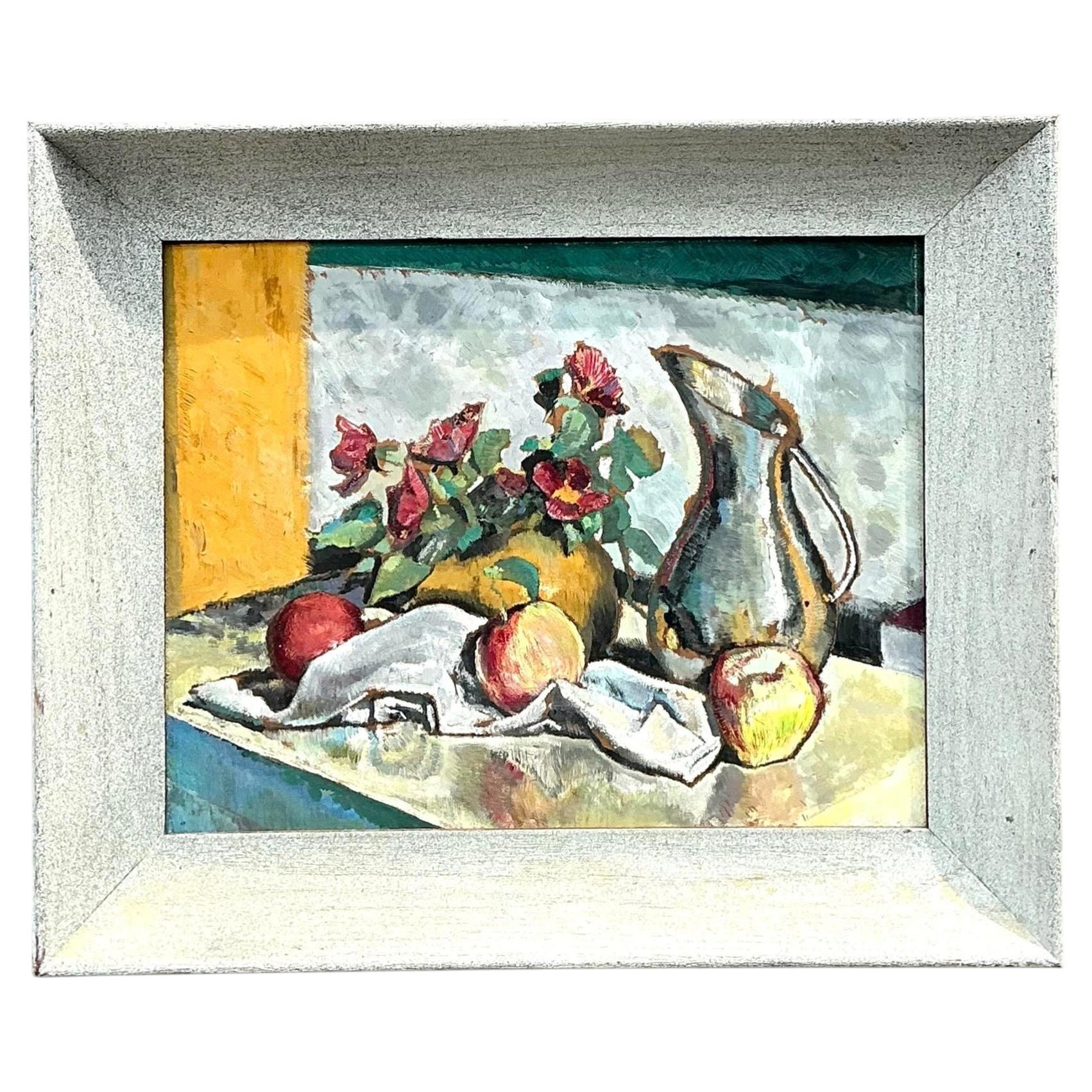 Vintage Original Still Life Oil on Board