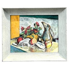Vintage Original Still Life Oil on Board (Nature morte originale à l'huile sur carton)