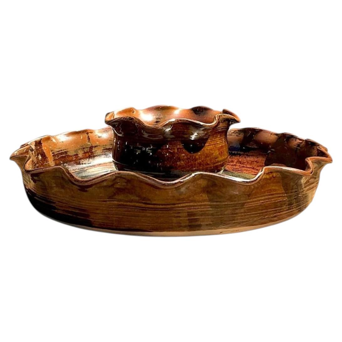 Vintage Original Studio Pottery Appetizer Plate en vente