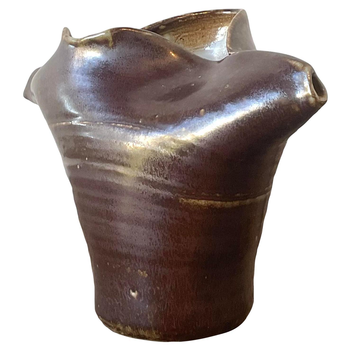 Vintage Original Studio Pottery Fold Vase