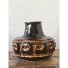 Vintage Original Studio Pottery Greek Key Vase
