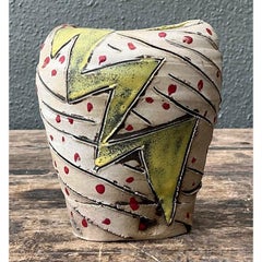 Vase Vintage Original Studio Pottery Lightning Bolt