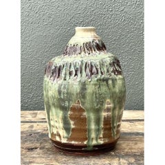 Vintage Original Studio Pottery Ribbed Vase