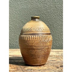 Vase côtelé Vintage Original Studio Pottery
