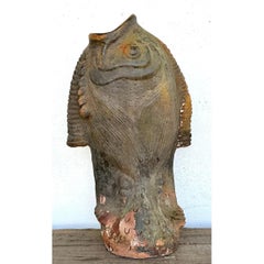 Vintage Original Studio Pottery Terracotta Fish Umbrella Stand