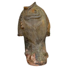 Vintage Original Studio Pottery Terracotta Fish Umbrella Stand