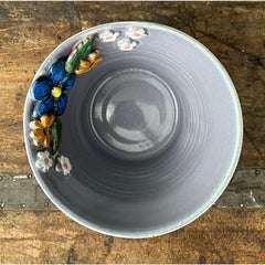 Vintage Original Studio Pottery Triple Flower Bowl