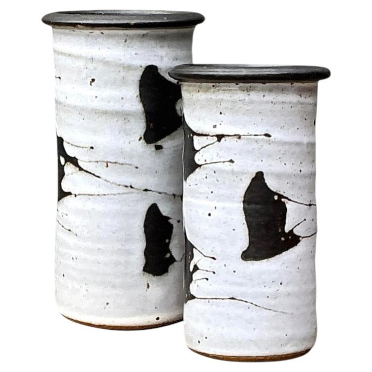 Vintage Original Studio Pottery Vasen - Satz von 2