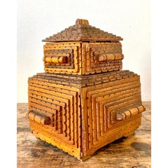 Vintage Original Tramp Art Stacked Box
