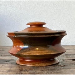 Vintage Original Turned Wood Lidded Bowl