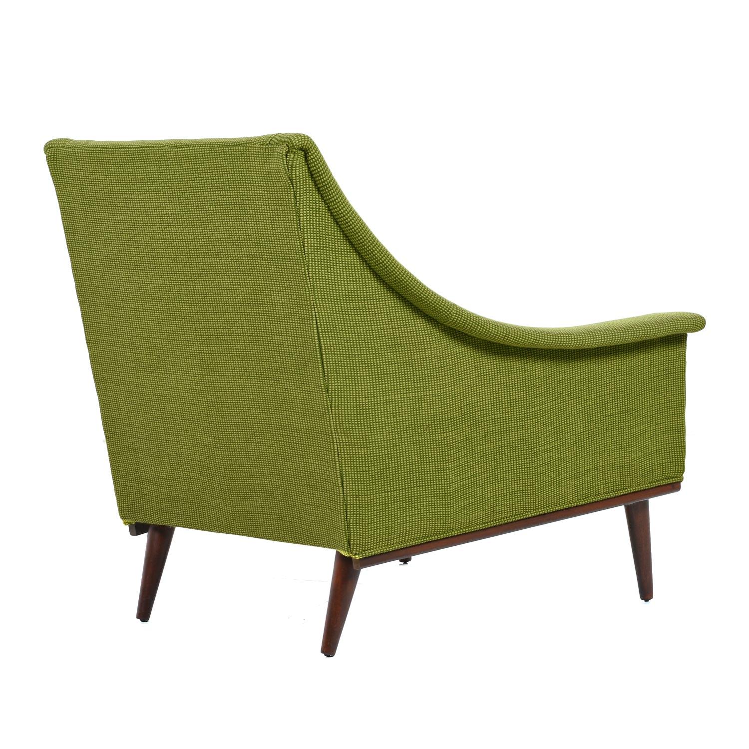 American Vintage Original Two-Tone Green Tweed Tufted Lounge Chairs by Selig, circa 1960s