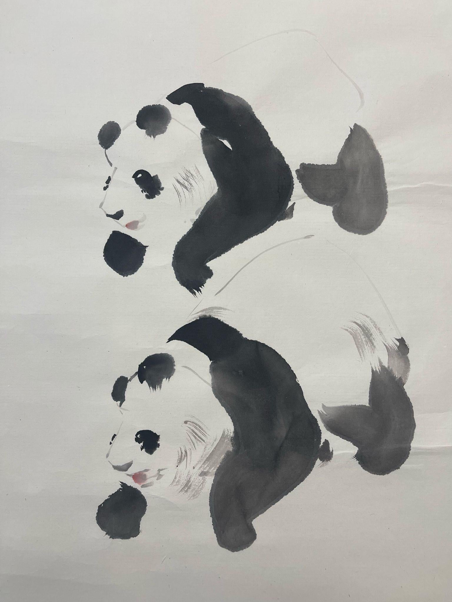 Vintage Original Watercolor Painting of Panda Bear Study. In Good Condition For Sale In Seattle, WA