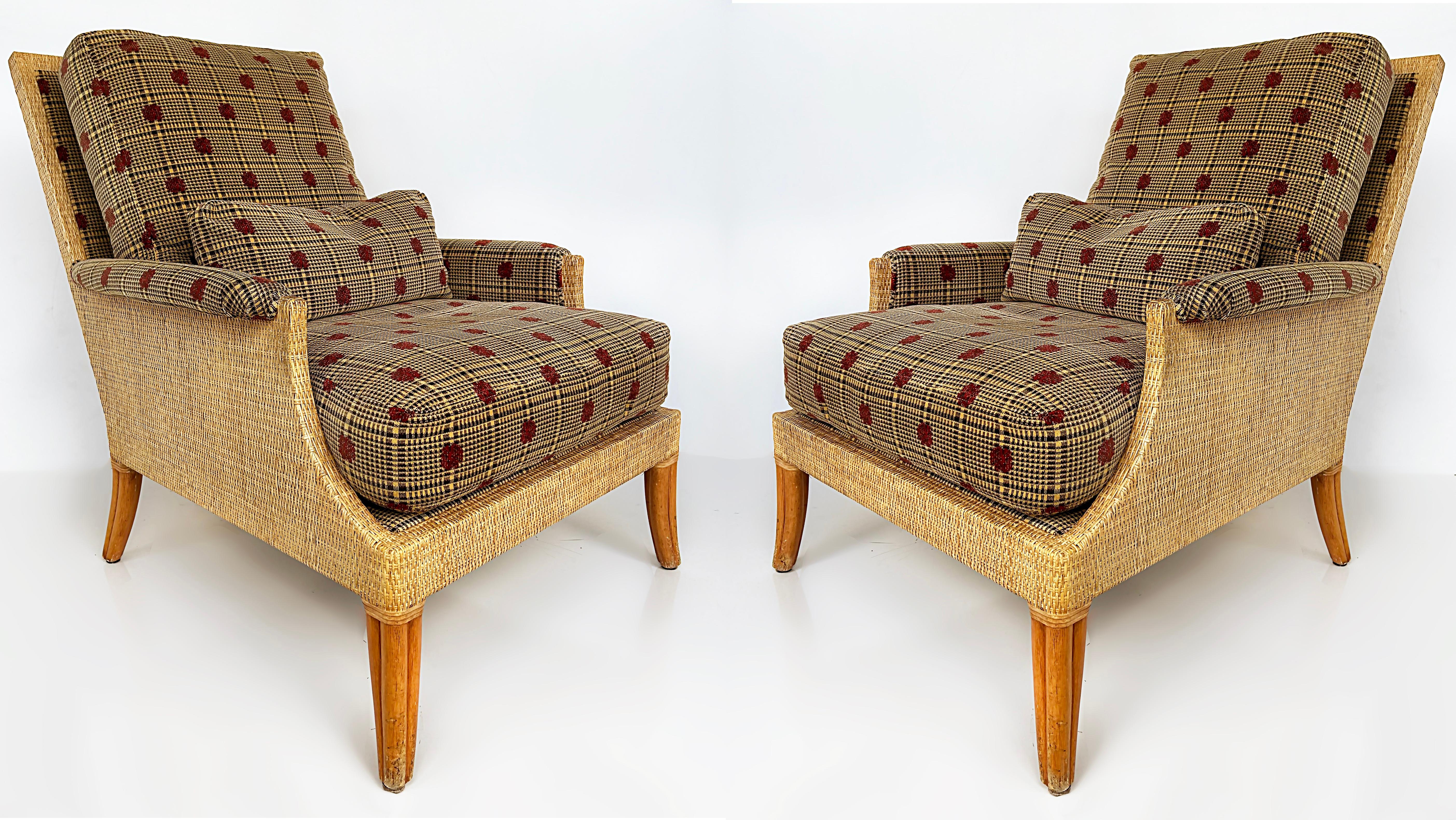 Vintage Orlando Diaz-Azcuy Club Chairs, McGuire Furniture San Francisco, Pair 11