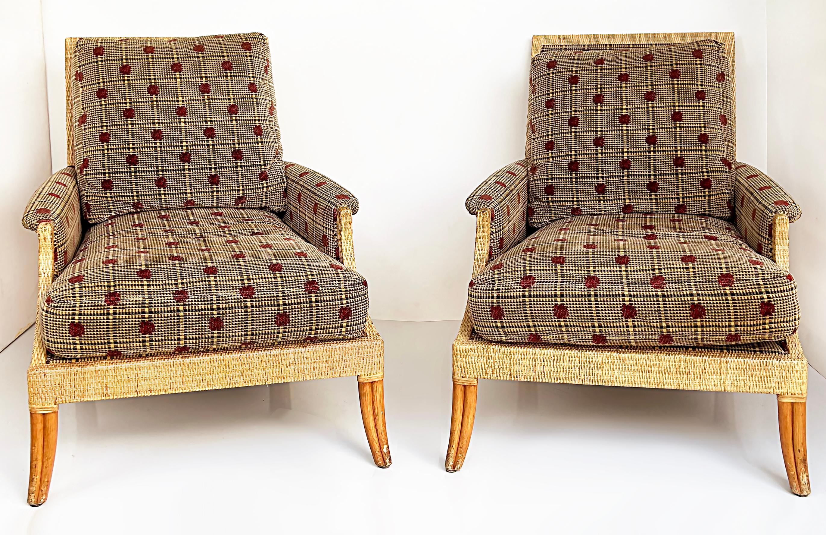 Vintage Orlando Diaz-Azcuy Club Chairs, McGuire Furniture San Francisco, Pair

Offered for sale is a pair of McGuire 