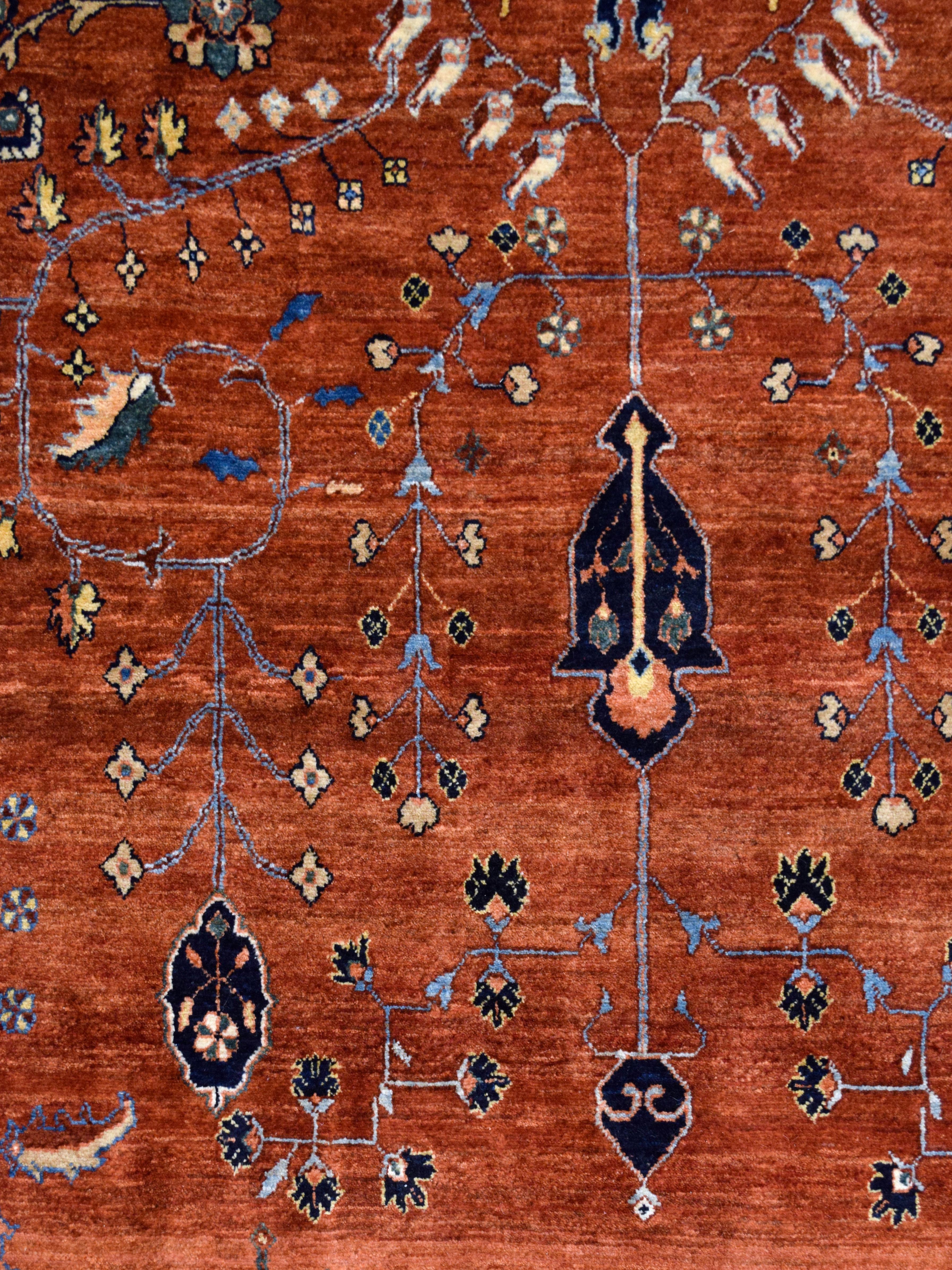 Hand-Knotted Mohajeran Sarouk Persian Carpet, Wool, Red, 9' x 12' In New Condition For Sale In New York, NY