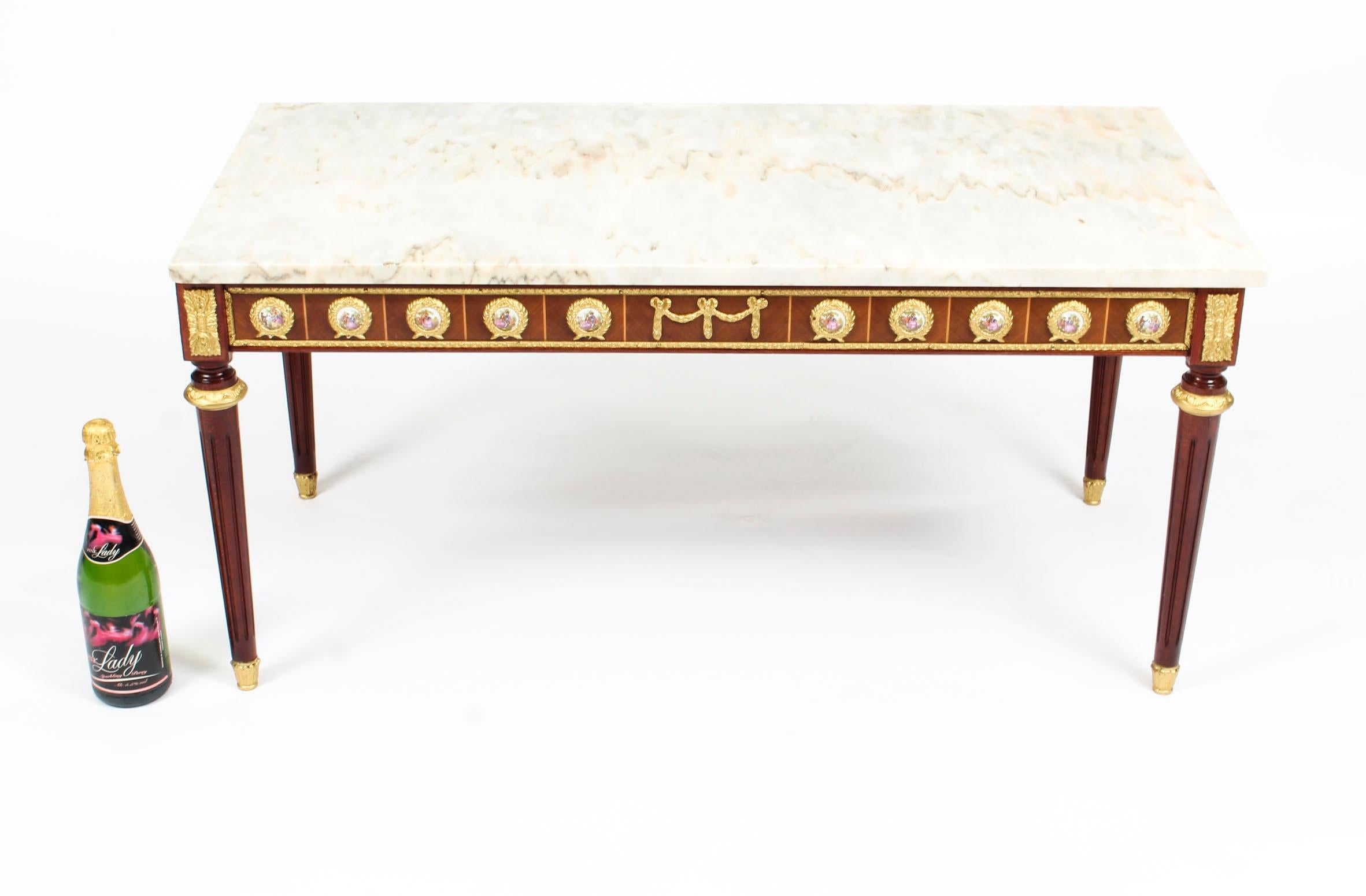 Vintage Ormolu Mounted Coffee Table Marble Top H & L Epstein Style Midcentury 7