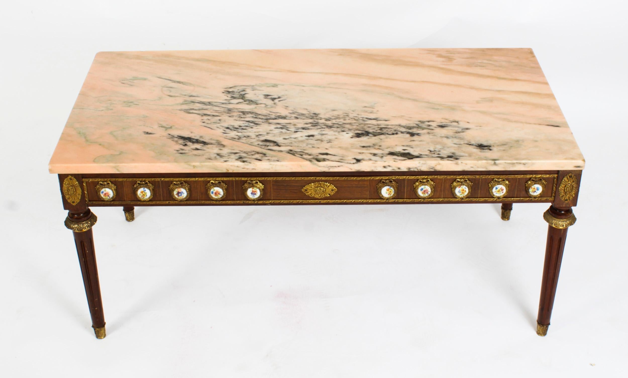 Vintage Ormolu Mounted Coffee Table Marble Top H&L Epstein Style Mid-Century For Sale 14