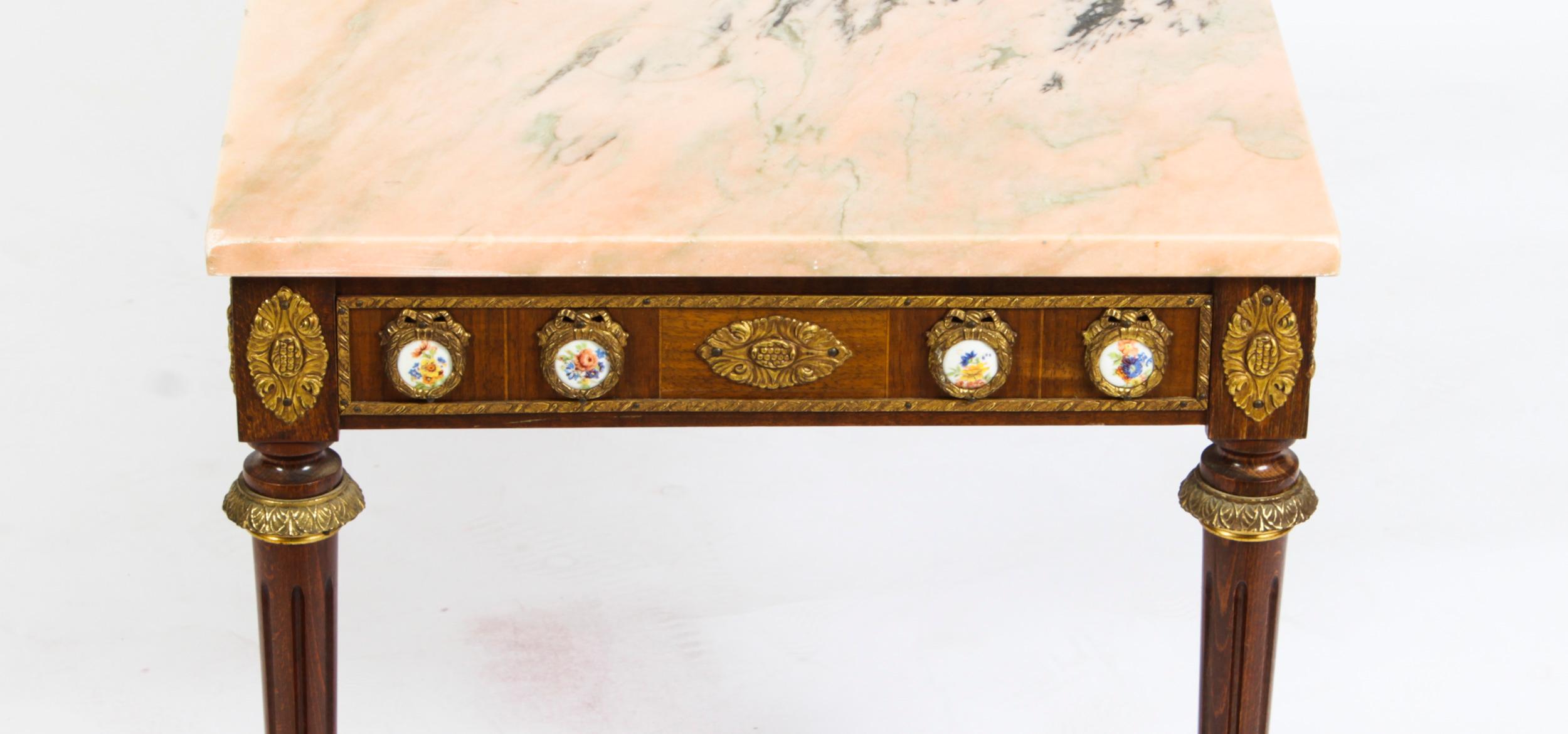 Table basse vintage montée en bronze doré avec plateau en marbre H&amp;amp;L style Epstein, milieu du siècle dernier en vente 3