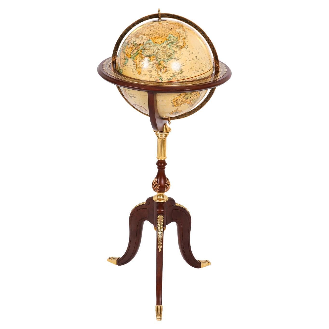 Vintage Ormolu Mounted Terrestrial Library Globe on Stand 20th Century