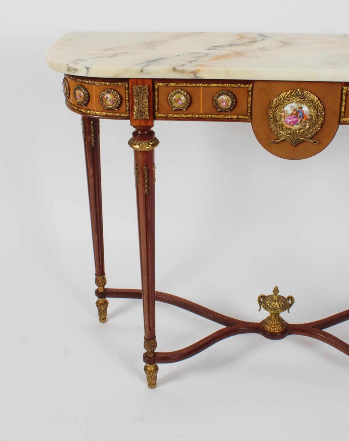 Vintage Ormolu & Porcelain Mounted Console Table by Epstein 20th Century 8