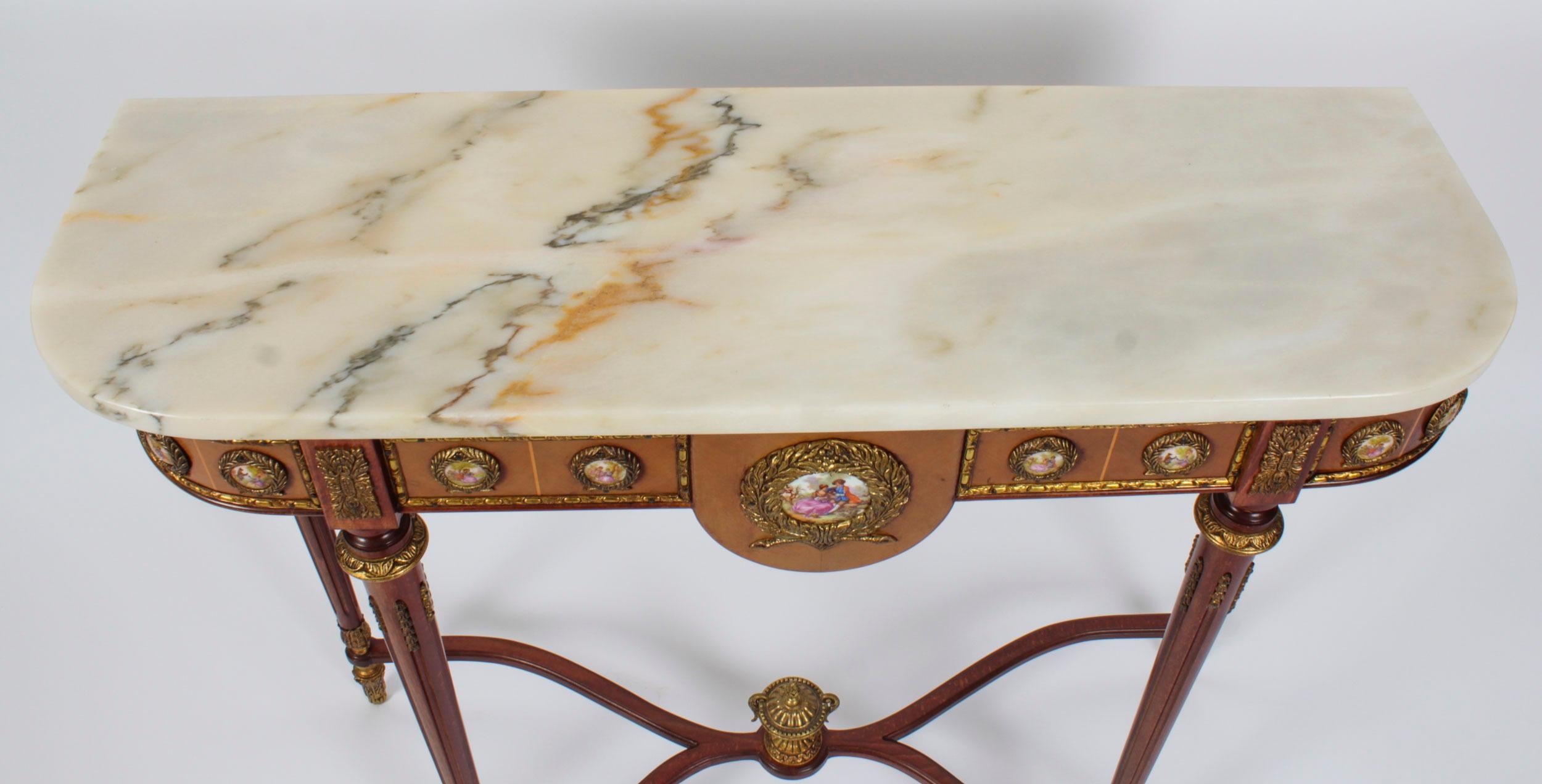 Vintage Ormolu & Porcelain Mounted Console Table by Epstein 20th Century 9