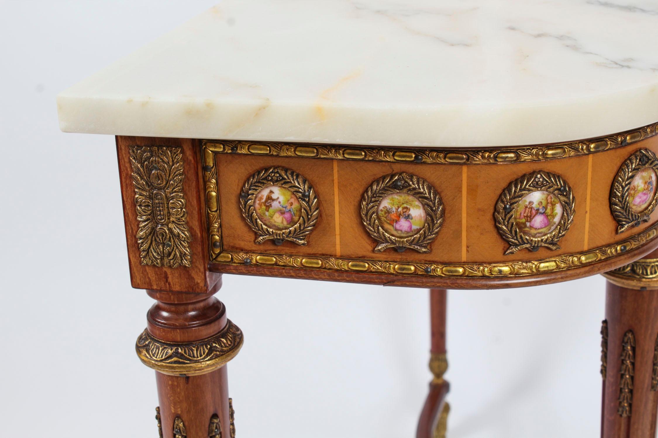 Vintage Ormolu & Porcelain Mounted Console Table by Epstein 20th Century 12