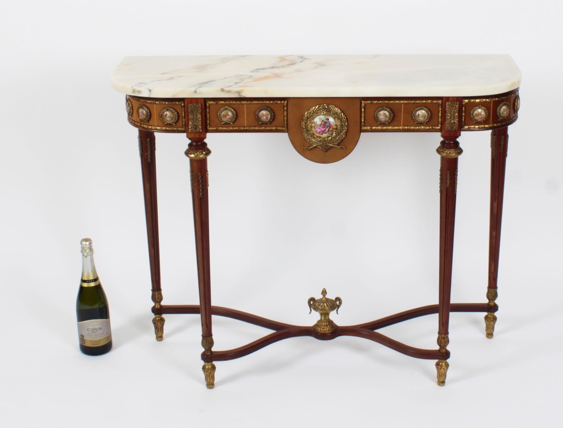 Vintage Ormolu & Porcelain Mounted Console Table by Epstein 20th Century 16
