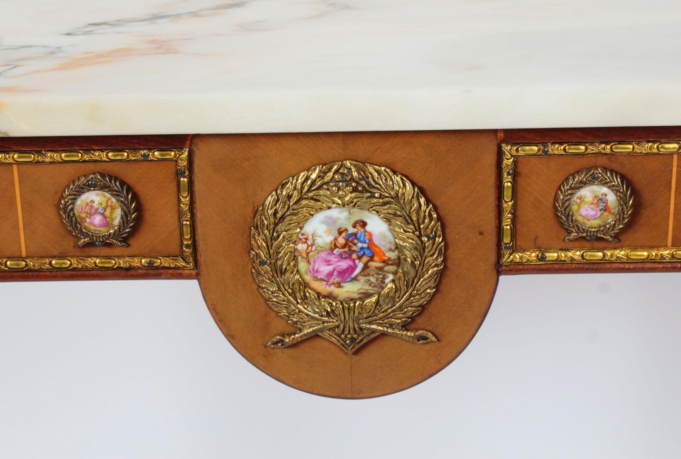 Vintage Ormolu & Porcelain Mounted Console Table by Epstein 20th Century 1